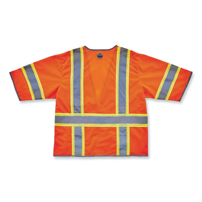 GloWear 8346Z Class 3 Two-Tone Hi-Vis Surveyor Zipper Vest, Polyester, Large/X-Large, Orange