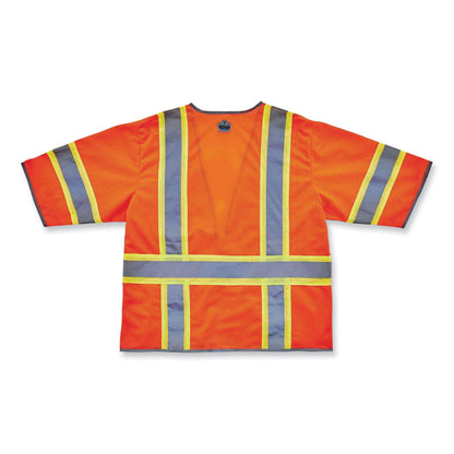 GloWear 8346Z Class 3 Two-Tone Hi-Vis Surveyor Zipper Vest, Polyester, 2X-Large/3X-Large, Orange