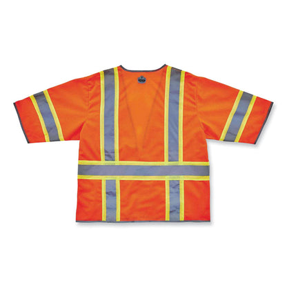 GloWear 8346Z Class 3 Two-Tone Hi-Vis Surveyor Zipper Vest, Polyester, 4X-Large/5X-Large, Orange