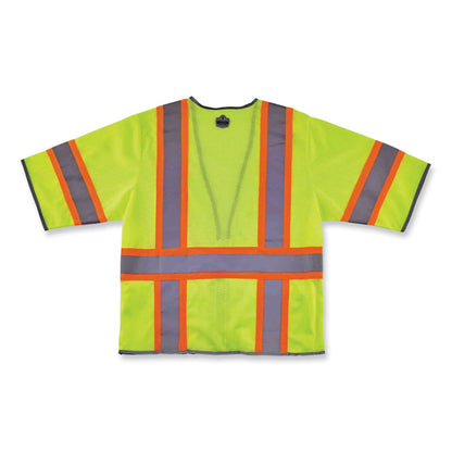 GloWear 8346Z Class 3 Two-Tone Hi-Vis Surveyor Zipper Vest, Polyester, 4X-Large/5X-Large, Lime