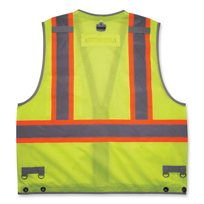 GloWear 8231TV Class 2 Hi-Vis Tool Tethering Safety Vest, Polyester, Large/X-Large, Lime