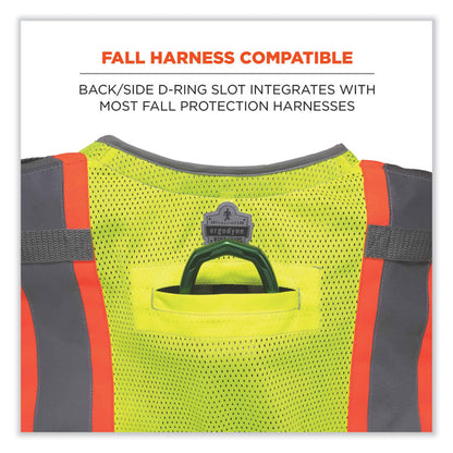 GloWear 8231TV Class 2 Hi-Vis Tool Tethering Safety Vest, Polyester, Large/X-Large, Lime