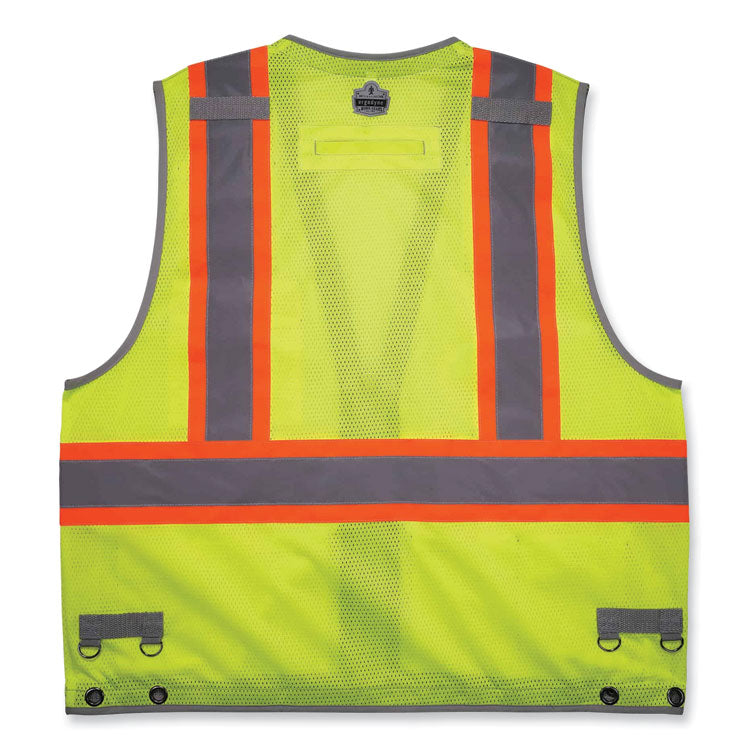 GloWear 8231TV Class 2 Hi-Vis Tool Tethering Safety Vest, Polyester, 2X-Large/3X-Large, Lime