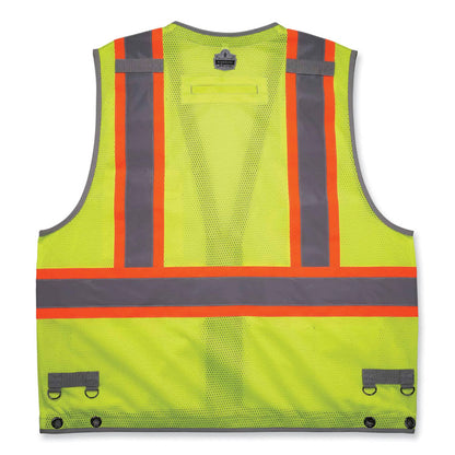 GloWear 8231TV Class 2 Hi-Vis Tool Tethering Safety Vest, Polyester, 2X-Large/3X-Large, Lime