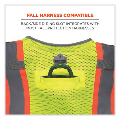 GloWear 8231TV Class 2 Hi-Vis Tool Tethering Safety Vest, Polyester, 2X-Large/3X-Large, Lime
