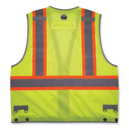 GloWear 8231TV Class 2 Hi-Vis Tool Tethering Safety Vest, Polyester, 4X-Large/5X-Large, Lime