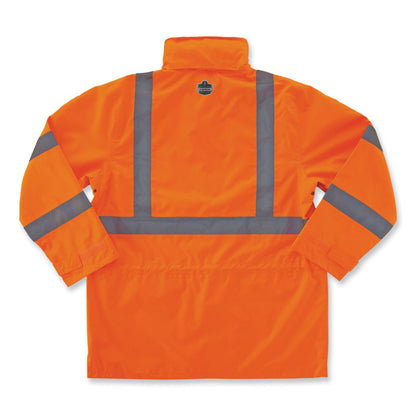 GloWear 8365 Class 3 Hi-Vis Rain Jacket, Polyester, Large, Orange