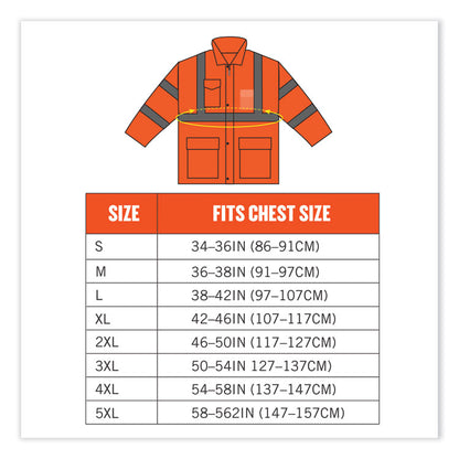 GloWear 8365 Class 3 Hi-Vis Rain Jacket, Polyester, Large, Orange