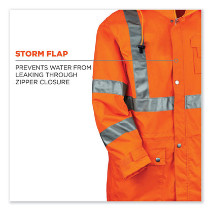 GloWear 8365 Class 3 Hi-Vis Rain Jacket, Polyester, X-Large, Orange