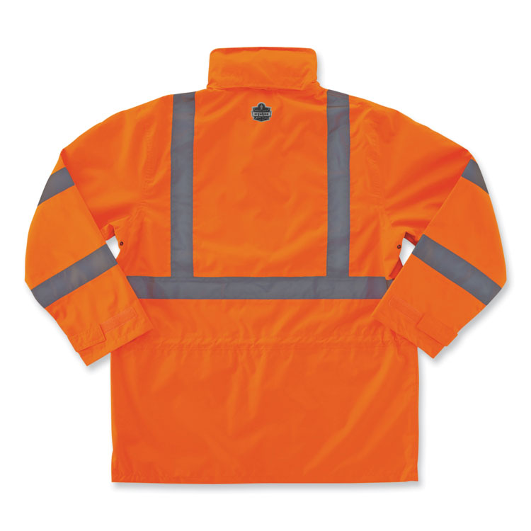 GloWear 8365 Class 3 Hi-Vis Rain Jacket, Polyester, 2X-Large, Orange