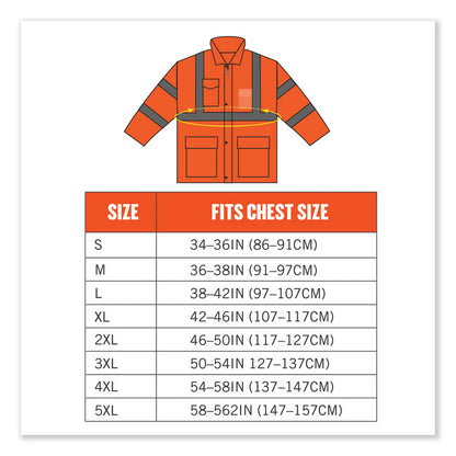 GloWear 8365 Class 3 Hi-Vis Rain Jacket, Polyester, 3X-Large, Orange