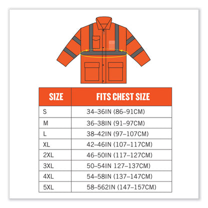 GloWear 8365 Class 3 Hi-Vis Rain Jacket, Polyester, 4X-Large, Orange