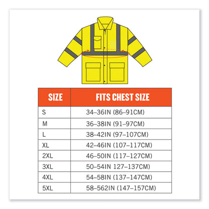 GloWear 8365 Class 3 Hi-Vis Rain Jacket, Polyester, Small, Lime
