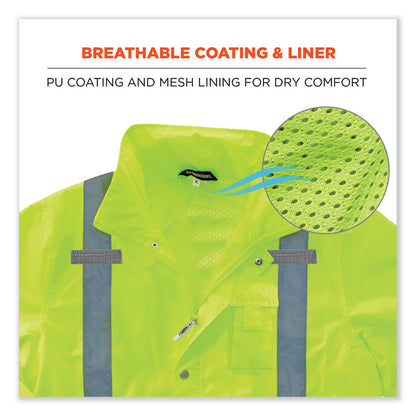 GloWear 8365 Class 3 Hi-Vis Rain Jacket, Polyester, Large, Lime
