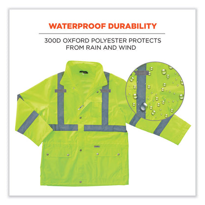 GloWear 8365 Class 3 Hi-Vis Rain Jacket, Polyester, 2X-Large, Lime