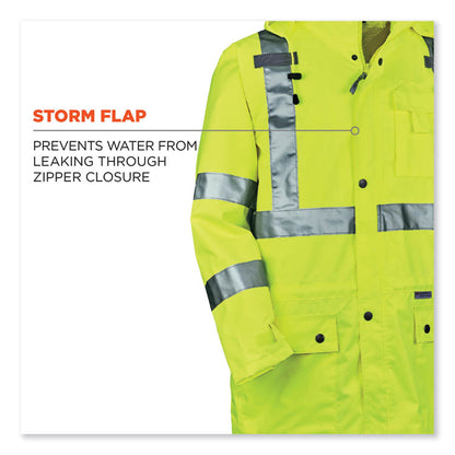GloWear 8365 Class 3 Hi-Vis Rain Jacket, Polyester, 2X-Large, Lime