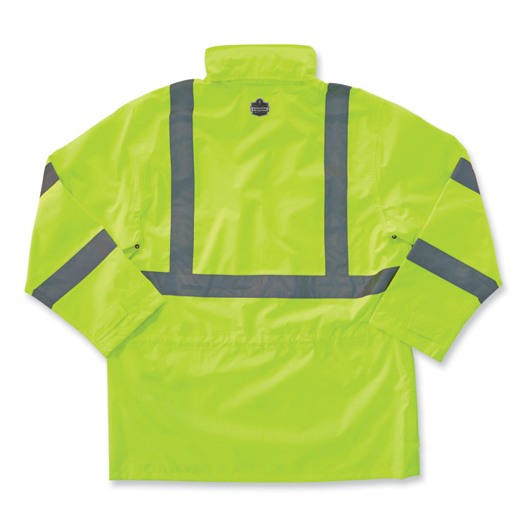 GloWear 8365 Class 3 Hi-Vis Rain Jacket, Polyester, 3X-Large, Lime