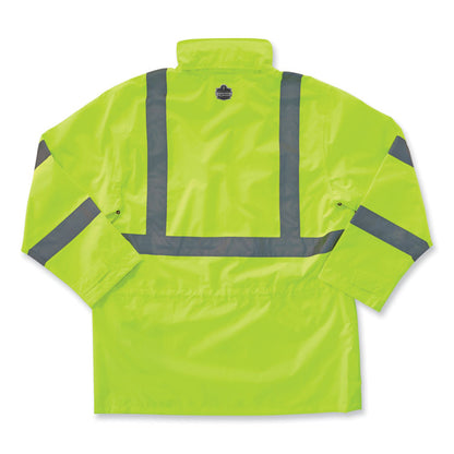 GloWear 8365 Class 3 Hi-Vis Rain Jacket, Polyester, 5X-Large, Lime