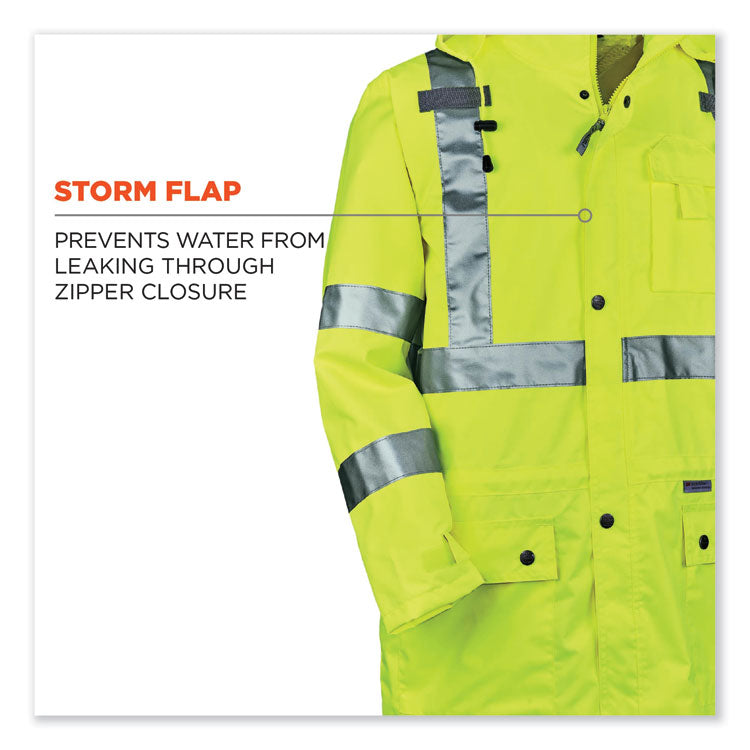 GloWear 8365 Class 3 Hi-Vis Rain Jacket, Polyester, 5X-Large, Lime