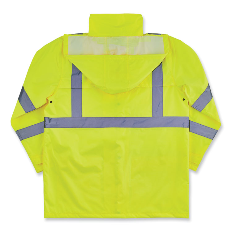 GloWear 8366 Class 3 Lightweight Hi-Vis Rain Jacket, Polyester, Small, Lime