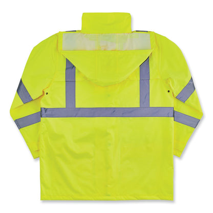 GloWear 8366 Class 3 Lightweight Hi-Vis Rain Jacket, Polyester, Small, Lime