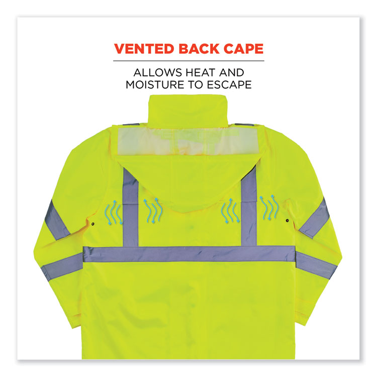 GloWear 8366 Class 3 Lightweight Hi-Vis Rain Jacket, Polyester, Small, Lime