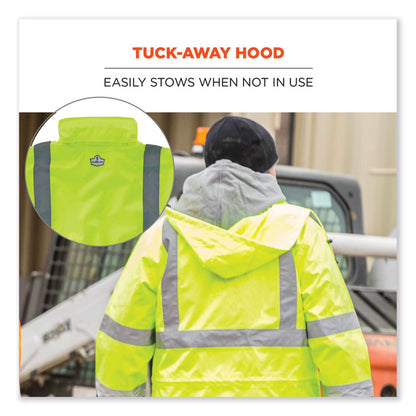 GloWear 8366 Class 3 Lightweight Hi-Vis Rain Jacket, Polyester, Small, Lime