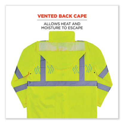 GloWear 8366 Class 3 Lightweight Hi-Vis Rain Jacket, Polyester, Medium, Lime