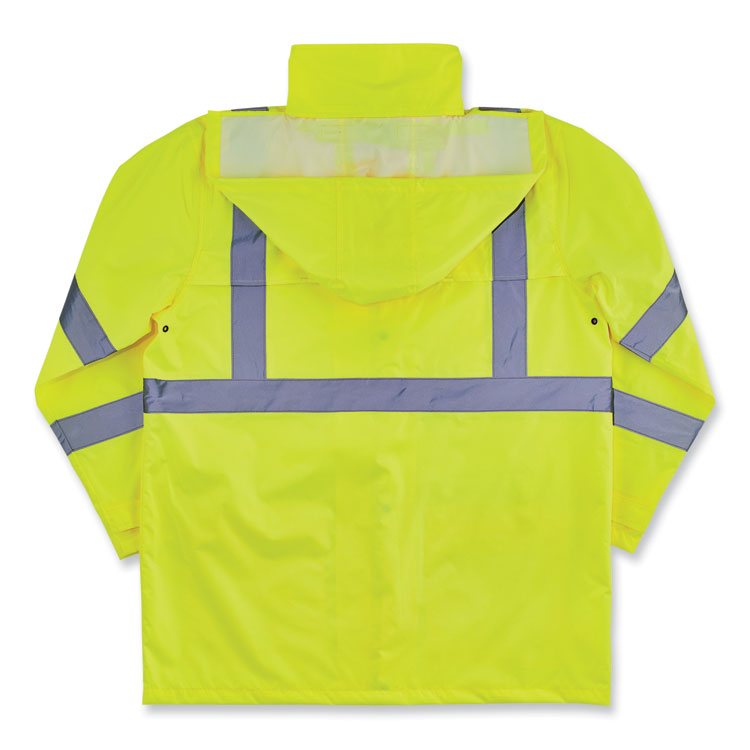 GloWear 8366 Class 3 Lightweight Hi-Vis Rain Jacket, Polyester, 3X-Large, Lime