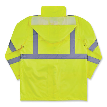 GloWear 8366 Class 3 Lightweight Hi-Vis Rain Jacket, Polyester, 3X-Large, Lime