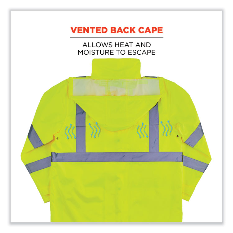 GloWear 8366 Class 3 Lightweight Hi-Vis Rain Jacket, Polyester, 3X-Large, Lime
