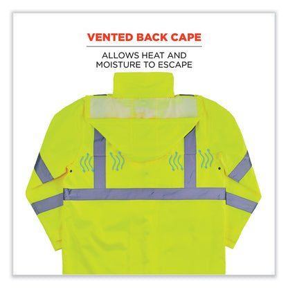 GloWear 8366 Class 3 Lightweight Hi-Vis Rain Jacket, Polyester, 3X-Large, Lime