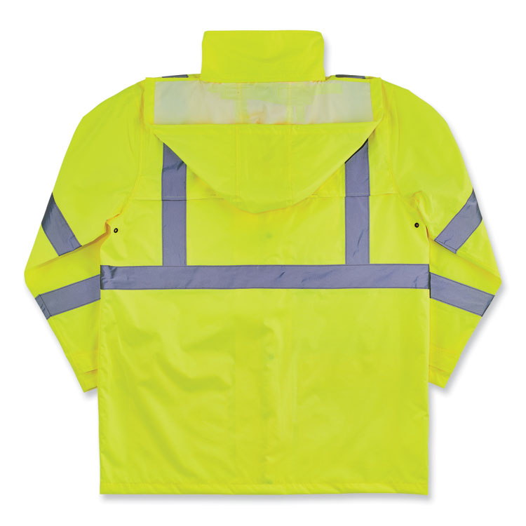 GloWear 8366 Class 3 Lightweight Hi-Vis Rain Jacket, Polyester, 4X-Large, Lime