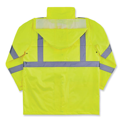 GloWear 8366 Class 3 Lightweight Hi-Vis Rain Jacket, Polyester, 4X-Large, Lime