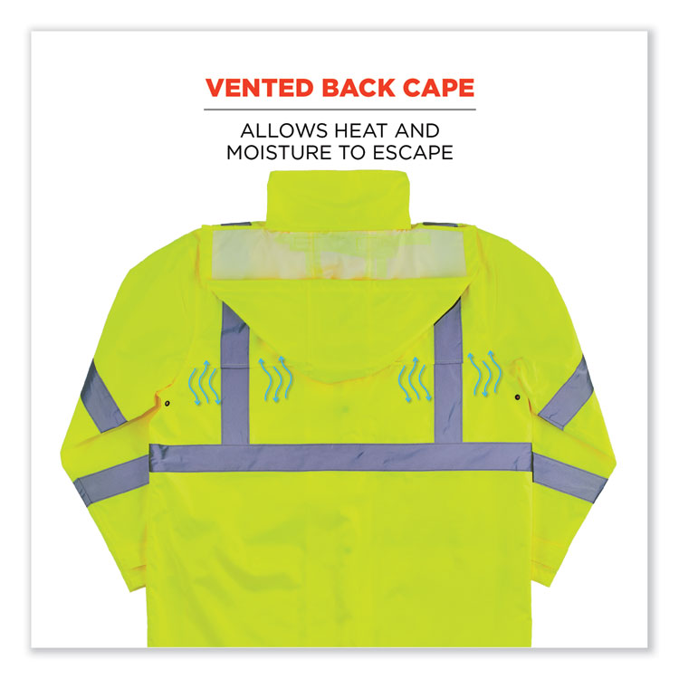 GloWear 8366 Class 3 Lightweight Hi-Vis Rain Jacket, Polyester, 4X-Large, Lime