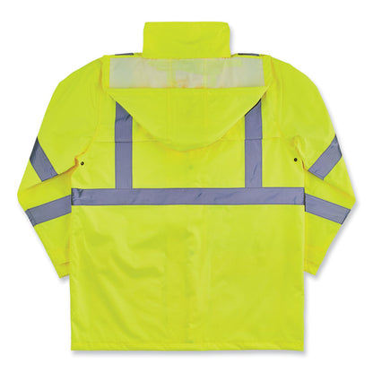 GloWear 8366 Class 3 Lightweight Hi-Vis Rain Jacket, Polyester, 5X-Large, Lime
