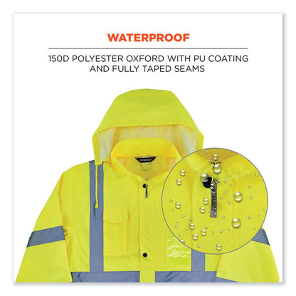 GloWear 8366 Class 3 Lightweight Hi-Vis Rain Jacket, Polyester, 5X-Large, Lime