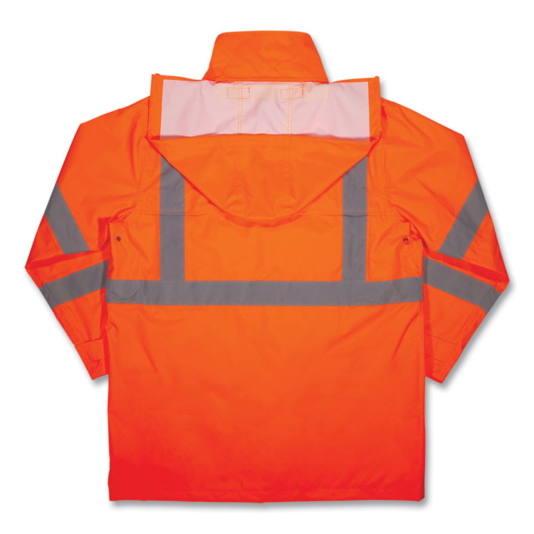 GloWear 8366 Class 3 Lightweight Hi-Vis Rain Jacket, Polyester, Small, Orange