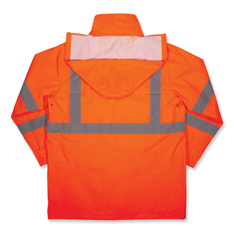 GloWear 8366 Class 3 Lightweight Hi-Vis Rain Jacket, Polyester, X-Large, Orange