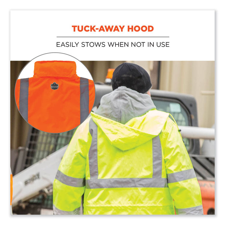 GloWear 8366 Class 3 Lightweight Hi-Vis Rain Jacket, Polyester, 2X-Large, Orange
