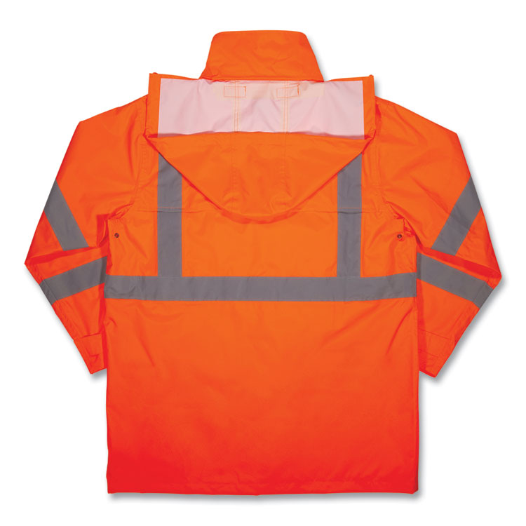 GloWear 8366 Class 3 Lightweight Hi-Vis Rain Jacket, Polyester, 3X-Large, Orange