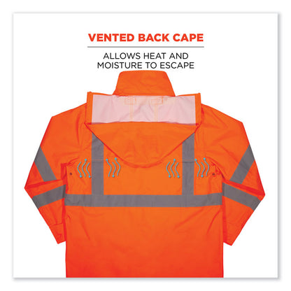 GloWear 8366 Class 3 Lightweight Hi-Vis Rain Jacket, Polyester, 3X-Large, Orange