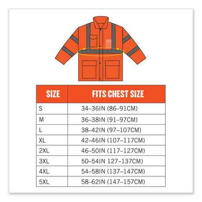 GloWear 8366 Class 3 Lightweight Hi-Vis Rain Jacket, Polyester, 3X-Large, Orange