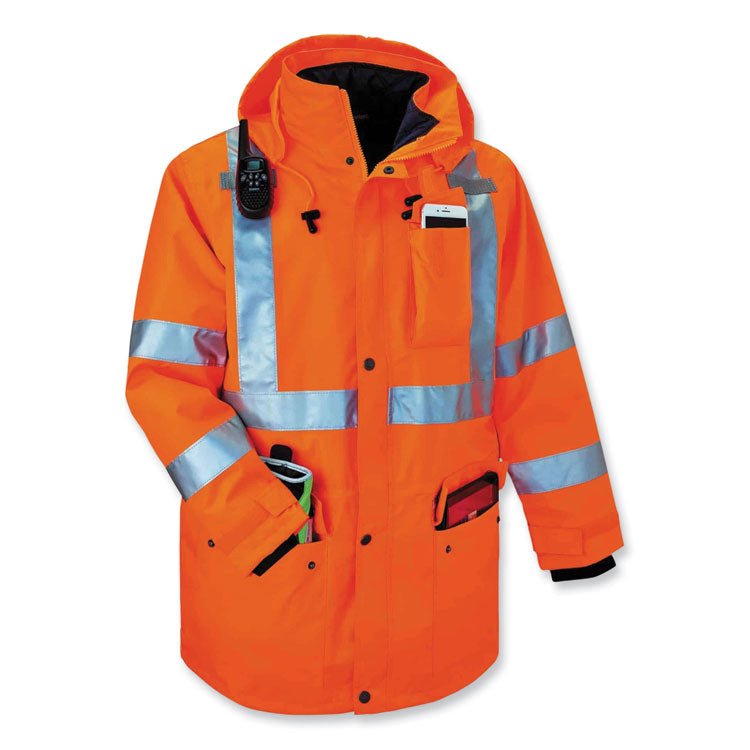 GloWear 8385 Class 3 Hi-Vis 4-in-1 Jacket, X-Large, Orange