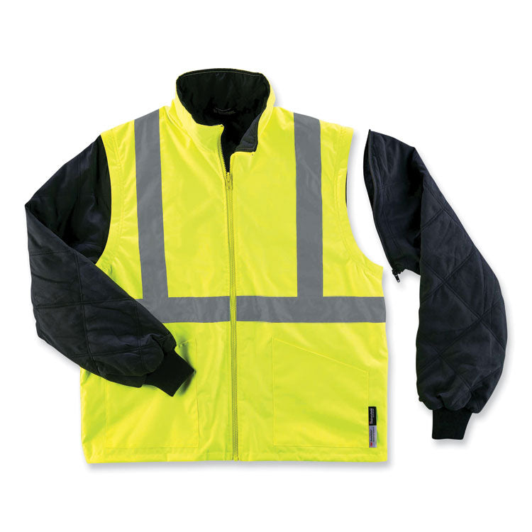 GloWear 8385 Class 3 Hi-Vis 4-in-1 Jacket, Large, Lime