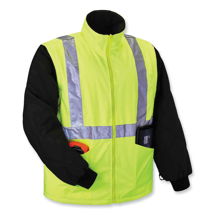 GloWear 8385 Class 3 Hi-Vis 4-in-1 Jacket, Large, Lime