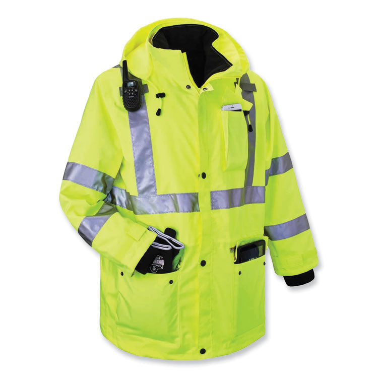 GloWear 8385 Class 3 Hi-Vis 4-in-1 Jacket, 3X-Large, Lime