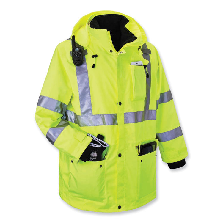 GloWear 8385 Class 3 Hi-Vis 4-in-1 Jacket, 5X-Large, Lime