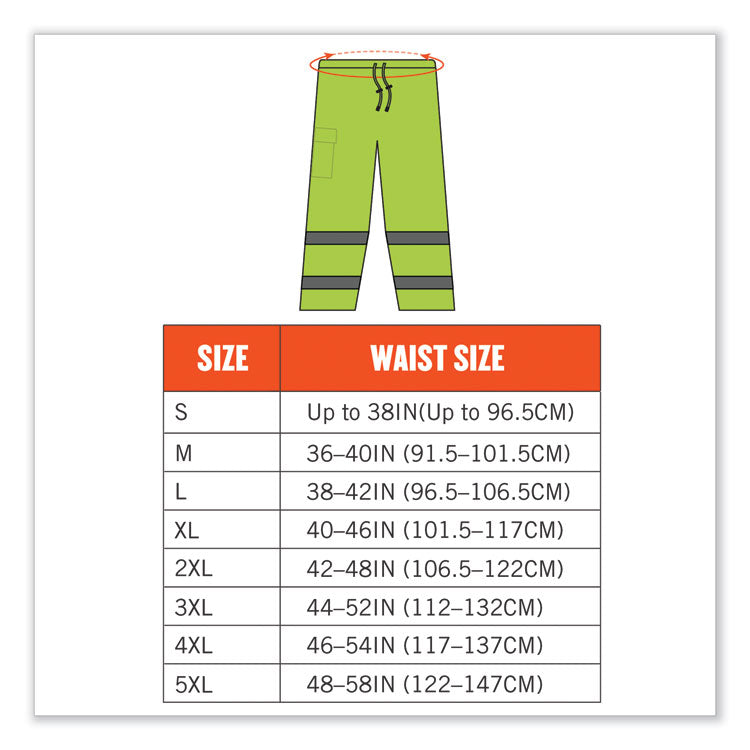 GloWear 8915 Class E Hi-Vis Rain Pants, Small, Lime