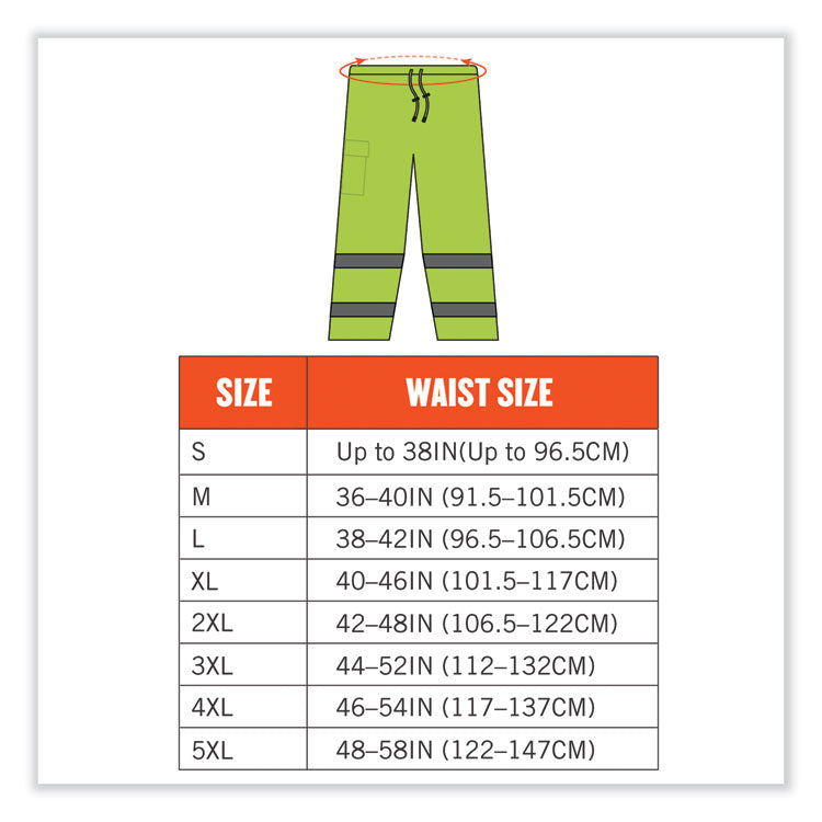GloWear 8915 Class E Hi-Vis Rain Pants, Large, Lime